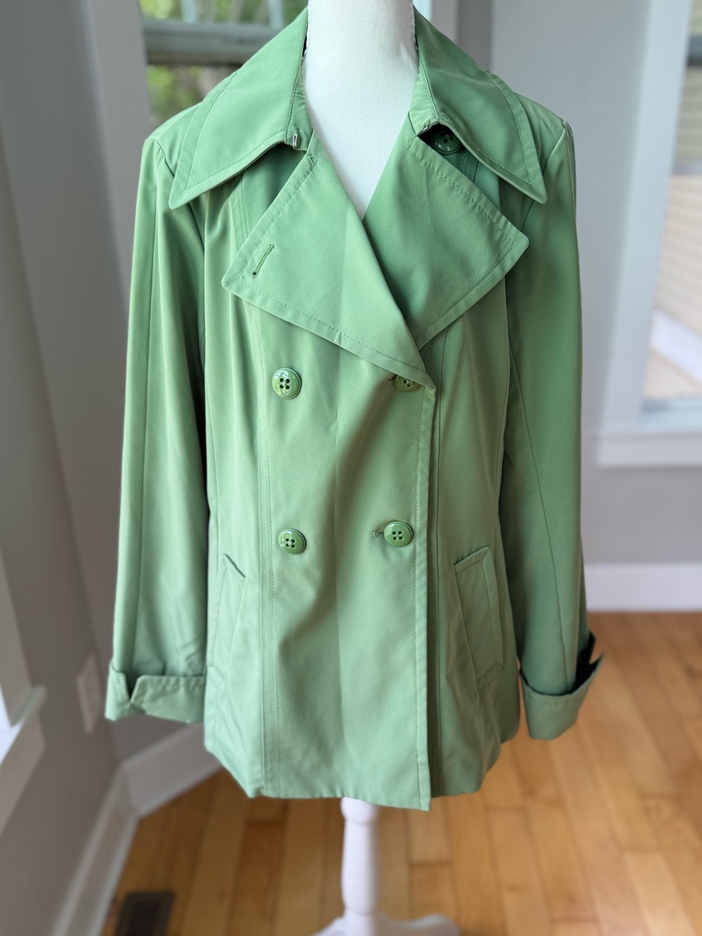 Croft & Barrow Light Green Short Trench Coat Size XL